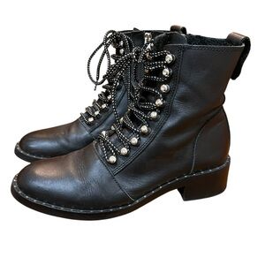 Zara Black Ankle Boots Rhinestone Studs Silver Crystal Ankle Booties Goth Silver